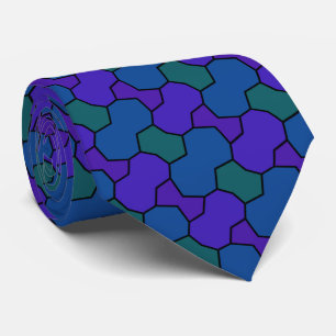 Blauw Paars groen patroon Stropdas