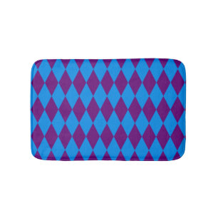 Blauw Paars Harlekijn Geruit Ontwerp Badmat