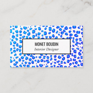Blauw Paars leopard Modern Custom Animal Print Visitekaartje