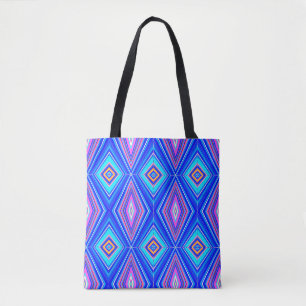 Blauw Paars Magenta Diamond Pattern Draagtas