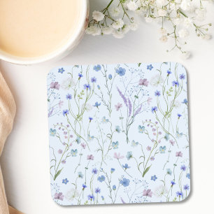 Blauw Paars Mooie Wilde Bloem Bloemmotief Bier Onderzetter