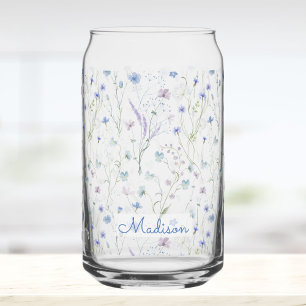 Blauw Paars Mooie Wilde Bloem Bloemmotief Blikvorm Glas