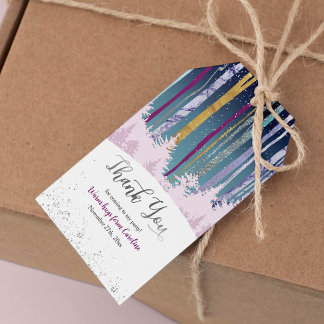 Blauw Paars Mystieke Sneeuwige Hout Winter Verjaar Cadeaulabel