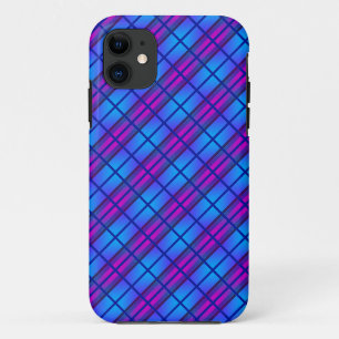 Blauw Paars Neon Patroon iPhone 11 Hoesje