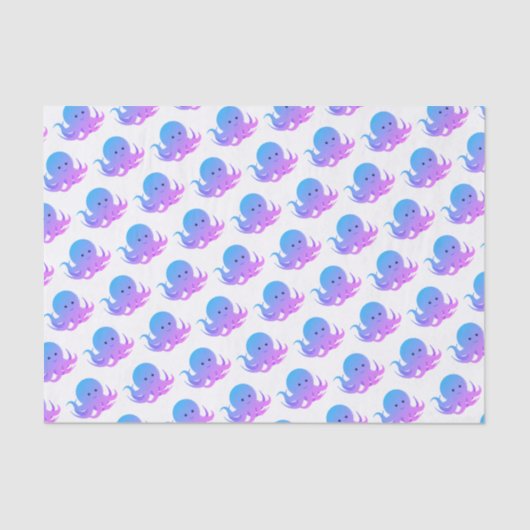 Blauw Paars octopus Cute Animal Tissuepapier (Voorkant)