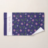 Blauw Paars Roses Rosebud Floral Print Bad Handdoek (Handdoek)