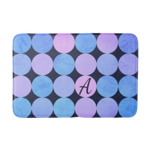 Blauw Paars & Roze Cirkels Monogram Badmat