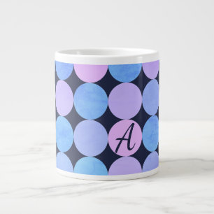 Blauw Paars & Roze Cirkels Monogram Grote Koffiekop