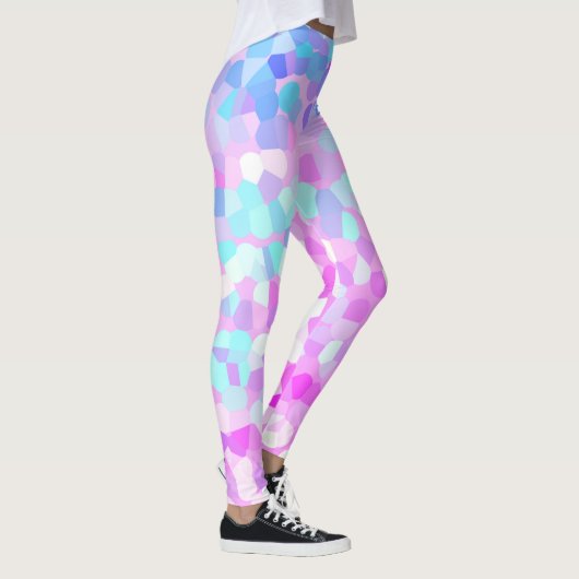 Blauw paars roze groen pastel Abstract Leggings (Rechts)
