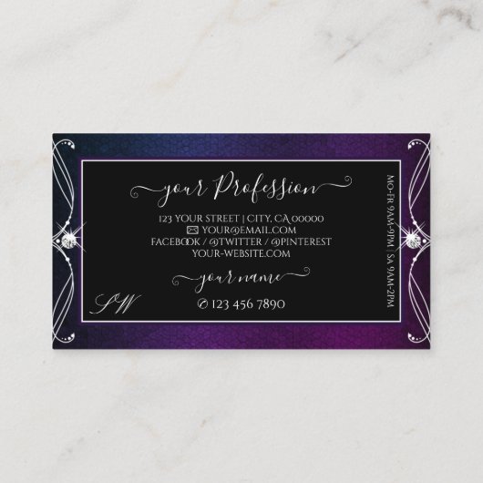 blauw Paars ruitdiamant Initiaal Visitekaartje (Achterkant)