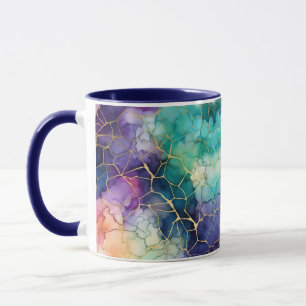 Blauw Paars Turquoise Perzik Alcohol & Inkbellen Mok