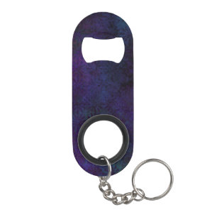 Blauw & Paarse Abstracte, Grungy Digitale Kunst Sleutelhanger Flessenopener