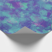 Blauw paarse Abstracte penseelstreken Ontwerp Cadeaupapier (Hoek)