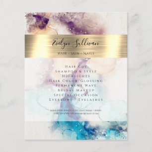 Blauw Paarse Aquarel en Goud Folie Flyer