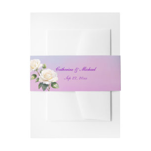 Blauw Paarse Aquarel Ombre Rozen Lente Bruiloft Uitnodigingen Wikkel