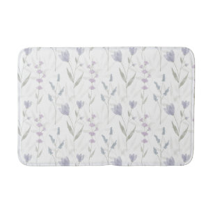 Blauw Paarse Aquarel Wilde Bloem Badmat