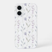 Blauw Paarse Aquarel Wilde Bloem iPhone 16 Hoesje (Achterkant)