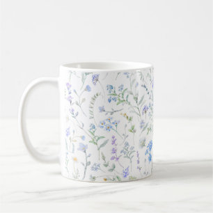 Blauw Paarse Aquarel Wilde Bloem Koffiemok