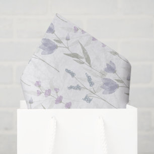 Blauw Paarse Aquarel Wilde Bloem Tissuepapier