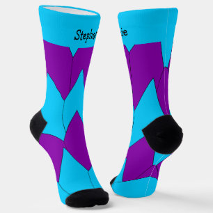 Blauw Paarse Art Deco Design Soks Sokken
