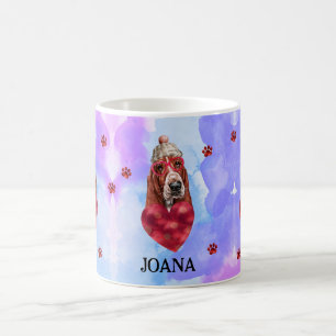 Blauw Paarse Basset Hound Valentijnsdag Cadeau Hon Koffiemok