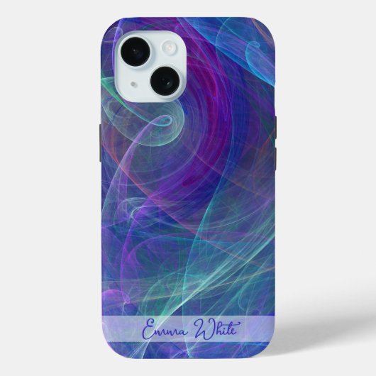 Blauw Paarse Blauwgroen Luchtige Monogram van de A Case-Mate iPhone Case (Achterkant)