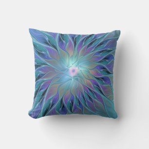 Blauw Paarse Bloem Droom Abstracte Fractale Kunst Buitenkussen