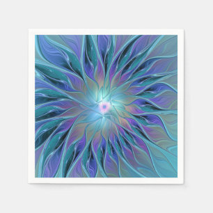 Blauw Paarse Bloem Droom Abstracte Fractale Kunst Servet