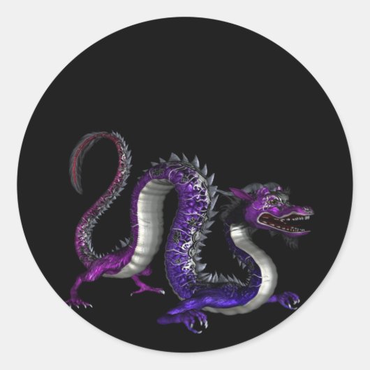 Blauw Paarse Dragon Design 2 :: Fantasy Stickers (Voorkant)