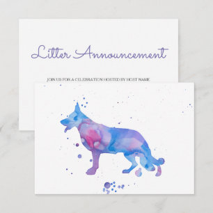 Blauw Paarse Duitse Herdershond Aquarel Hond Kaart
