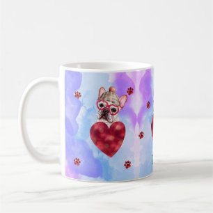Blauw Paarse Franse Bulldog Valentijnsdag Cadeau H Koffiemok
