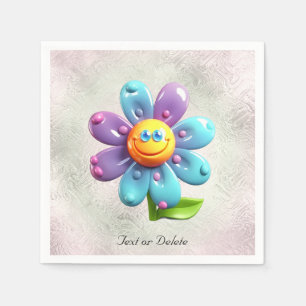 Blauw Paarse Gele Bloem Servetten