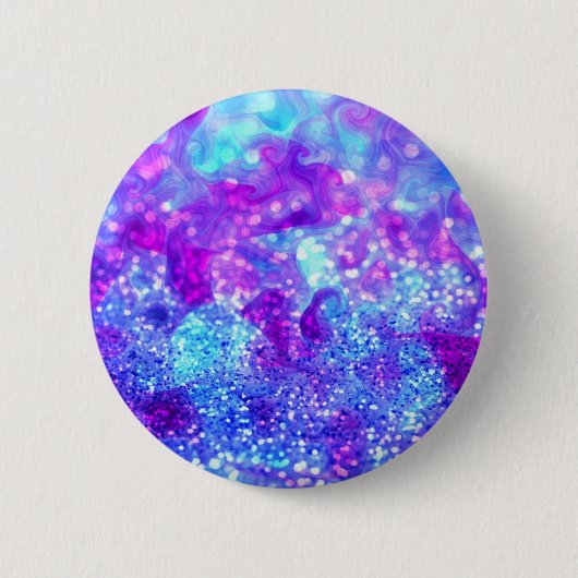 Blauw Paarse glitter Abstract Ronde Button 5,7 Cm (Voorkant)