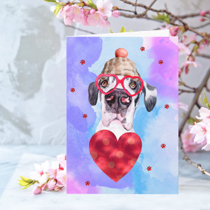 Blauw Paarse Great Dane Valentijnsdag Cadeau Hond Kaart