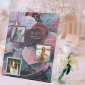 Blauw Paarse Hydrangeas 3 Foto Pet Signature Drink Reclamebord Met Voetstuk