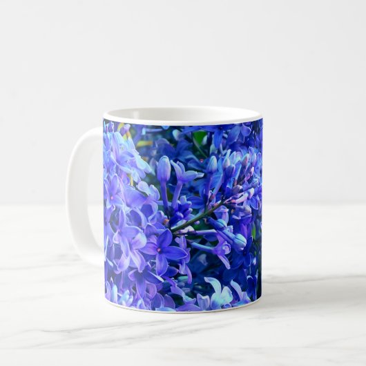 Blauw paarse lilis romantisch blauw paarse bloemen koffiemok (Voorkant links)