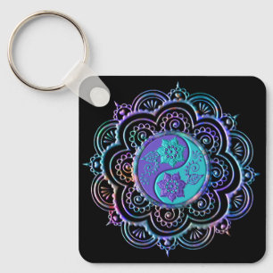 Blauw & Paarse Mandala Sleutelhanger