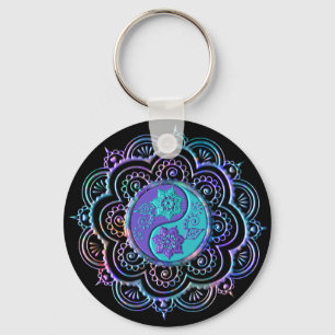 Blauw & Paarse Mandala Sleutelhanger