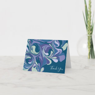 Blauw Paarse Marmeren Wervelpatroon Modern gevouwe Bedankkaart