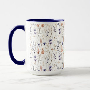 Blauw Paarse Roos Beige Wilde Bloemen Botanisch Bo Mok