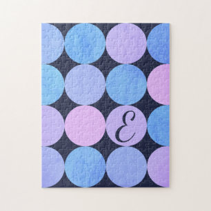 Blauw Paarse & Roze Cirkels Monogram Legpuzzel