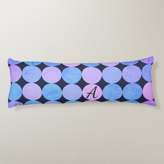 Blauw Paarse & Roze Cirkels Monogram Lichaamskussen (Achterkant)