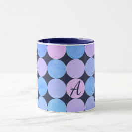 Blauw Paarse & Roze Cirkels Monogram Mok