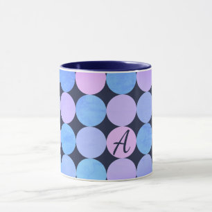 Blauw Paarse & Roze Cirkels Monogram Mok