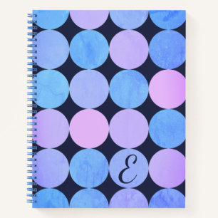 Blauw Paarse & Roze Cirkels Monogram Notitieboek