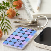 Blauw Paarse & Roze Cirkels Monogram Sleutelhanger (Voorkant Rechts)