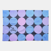 Blauw Paarse & Roze Cirkels Monogram Theedoek (Horizontaal)