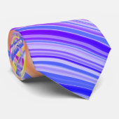 Blauw Paarse roze geel Sinaasappel golvend zigzagp Stropdas (Opgerold)