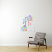 Blauw paarse roze happy thanksgiving add familie n wandkleed (In situ)