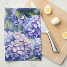 Blauw Paarse Roze Hydrangea Patroon Keukenhanddoek